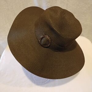 Target Brown Wide-Brim Sun Hat with Decorative Buckle